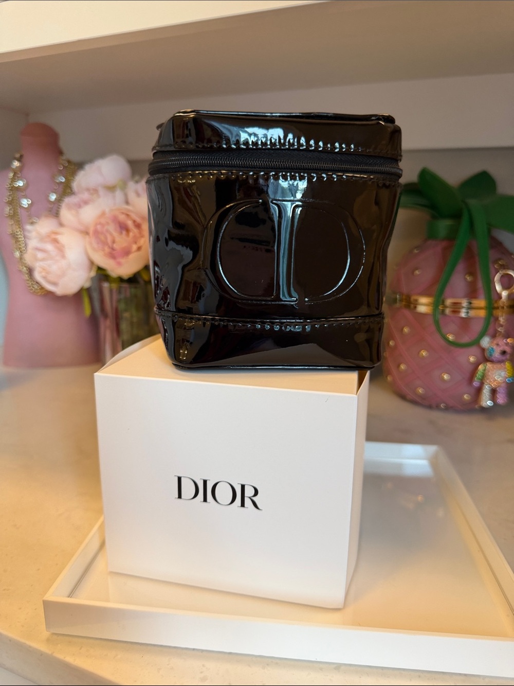 Made for Dior GWP NIB Black glossy Cosmetic Pouch